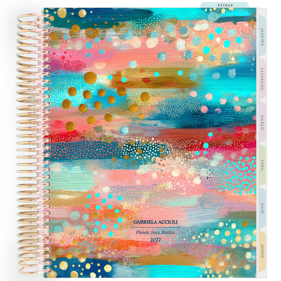 Planner Personalizado Glow - Blue - Dourado