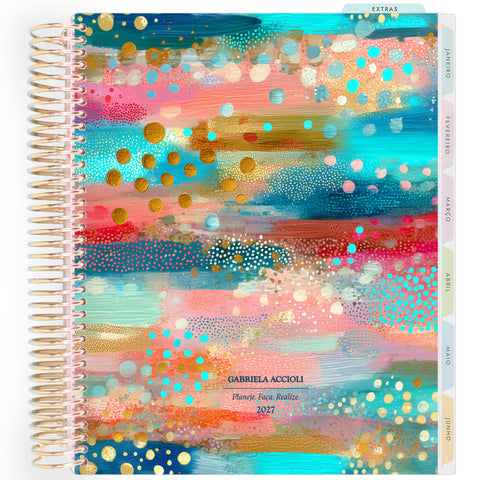 Planner Personalizado Glow - Blue - Dourado