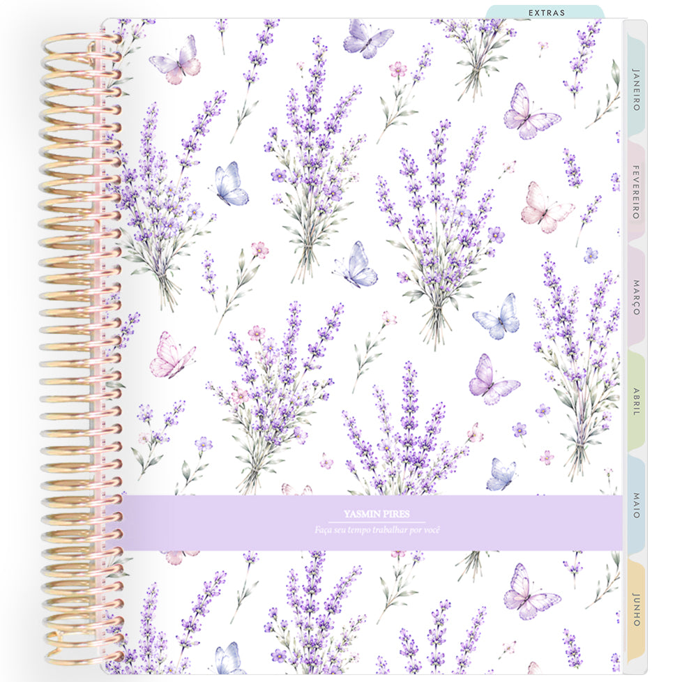Planner Personalizado Lavender Garden - Butterflies - Dourado