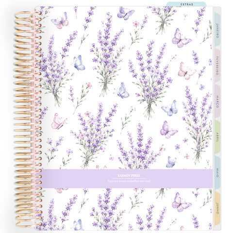 Planner Personalizado Lavender Garden - Butterflies - Dourado