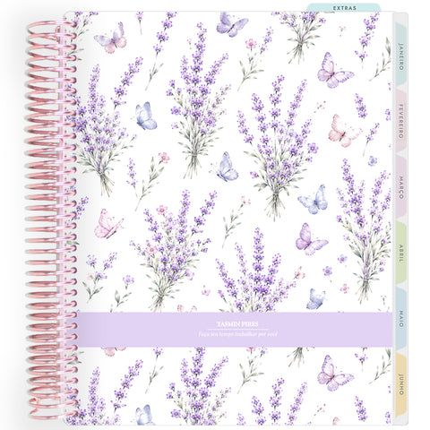 Planner Personalizado Lavender Garden - Butterflies - Rose Gold