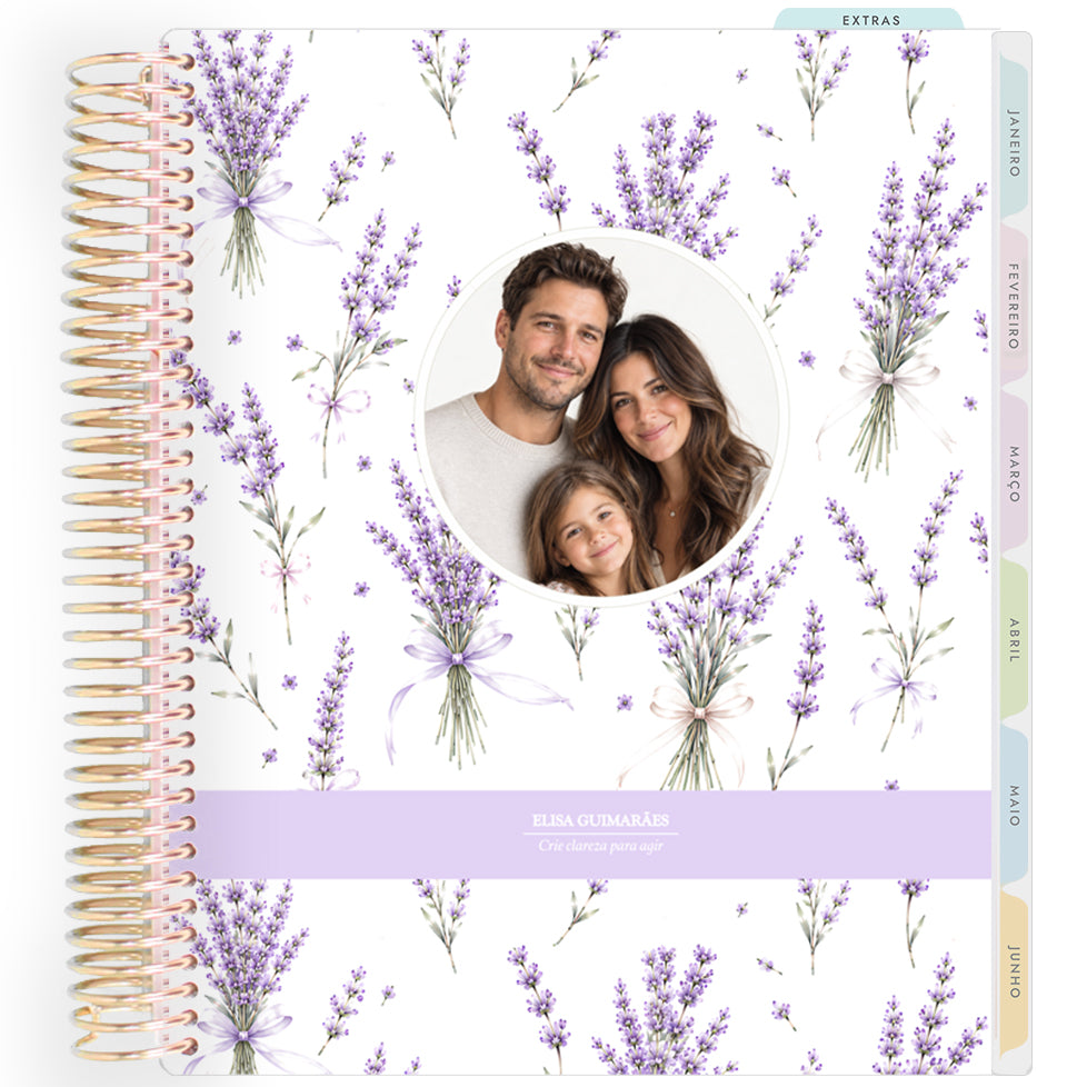 Planner Personalizado Lavender Garden - Foto - Dourado