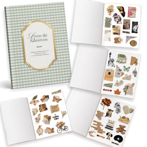 Livro de Adesivos Boho + de 200 adesivos