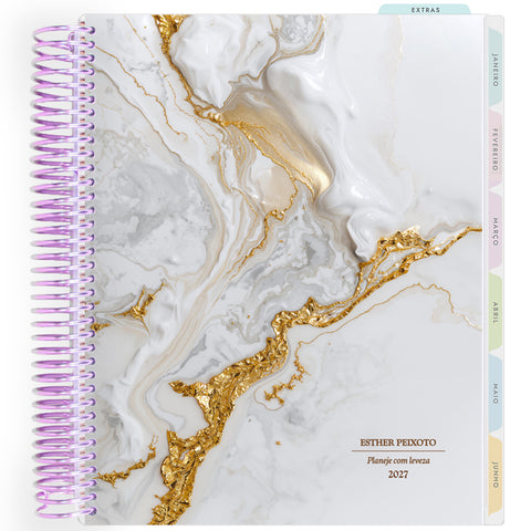Planner Personalizado Luminous - Ivory Gold - Lilás