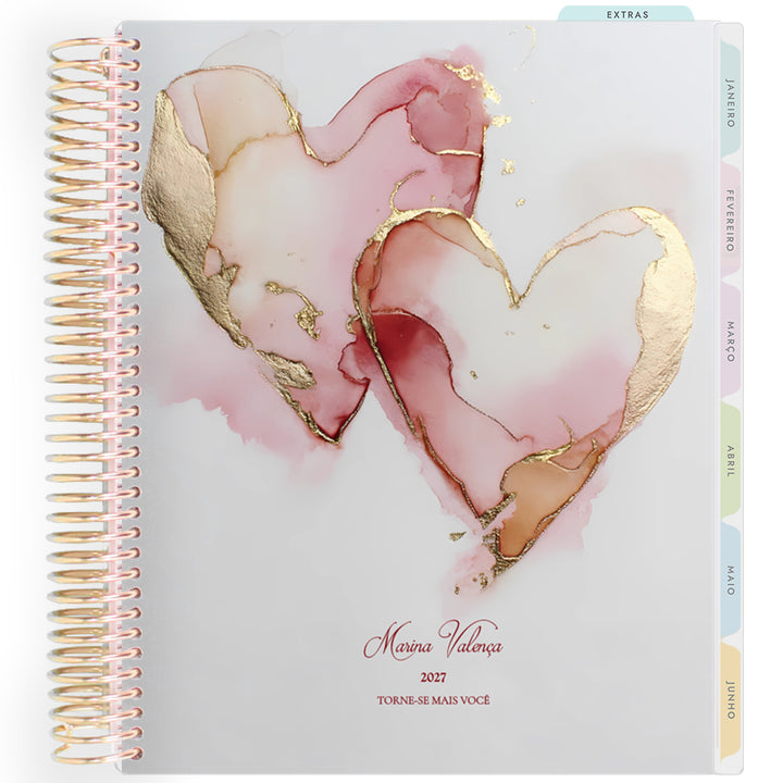 Planner Personalizado Luminous Love - Blush Heart - Dourado
