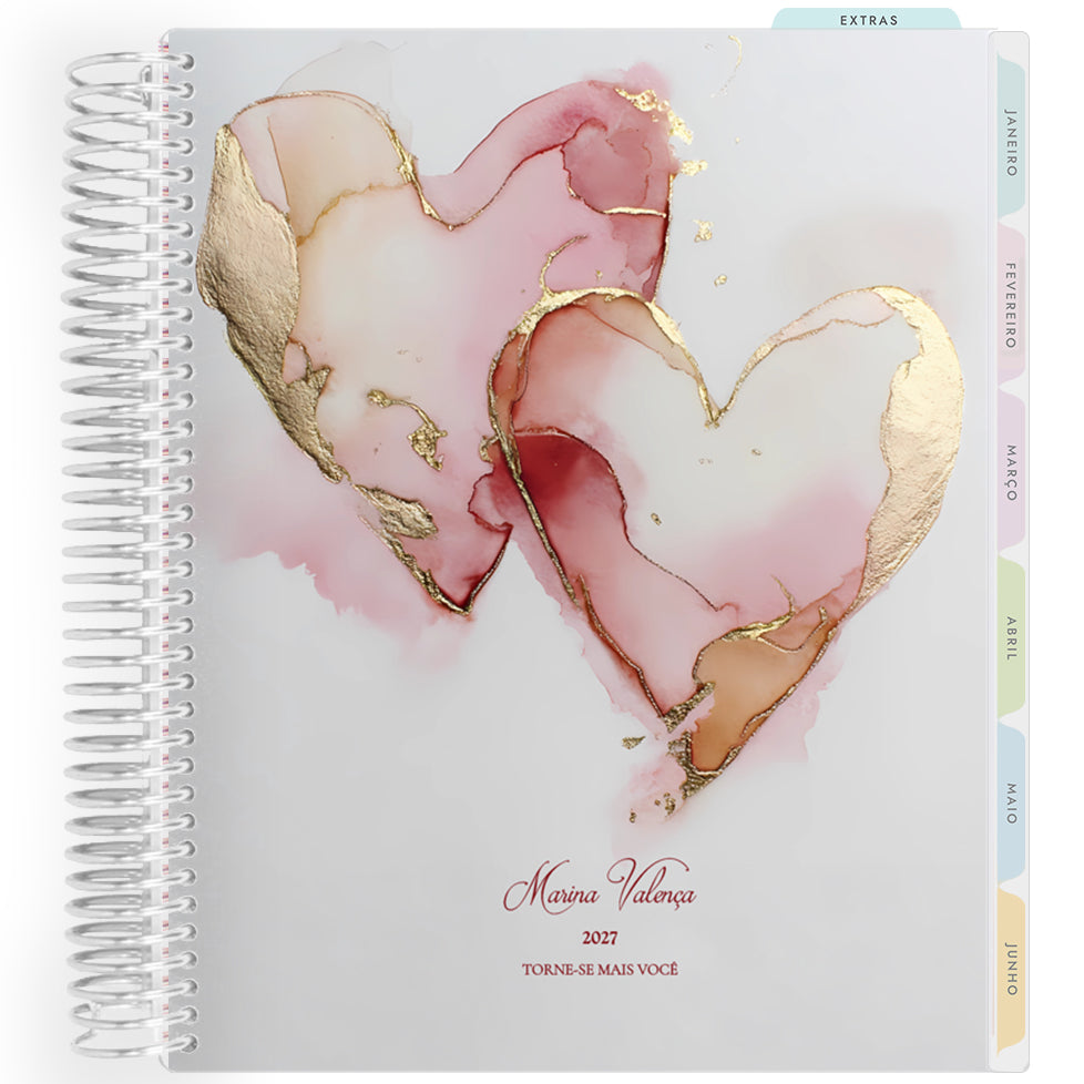 Planner Personalizado Luminous Love - Blush Heart - Prateado