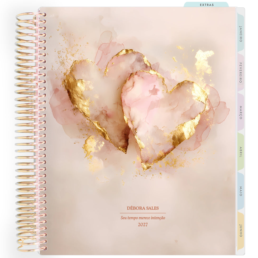 Planner Personalizado Luminous Love - Rosé Amour - Dourado