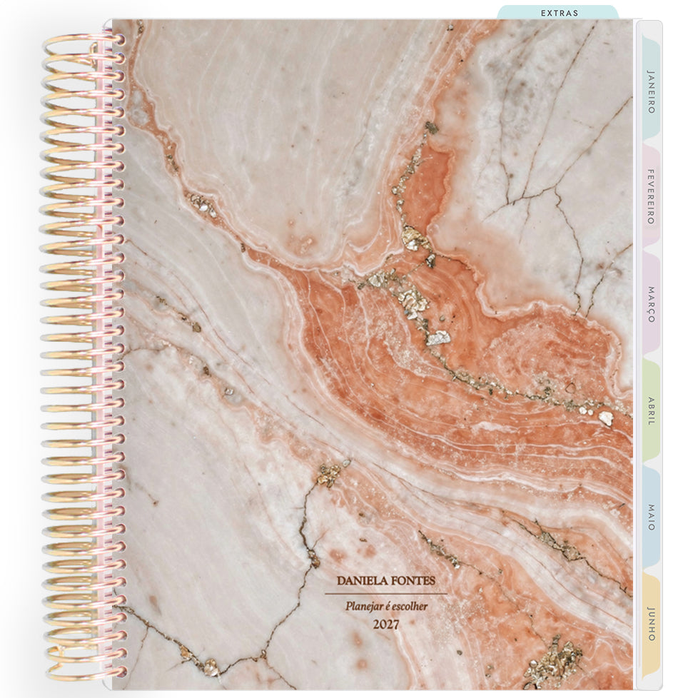 Planner Personalizado Luminous -Peach Quartz - Dourado
