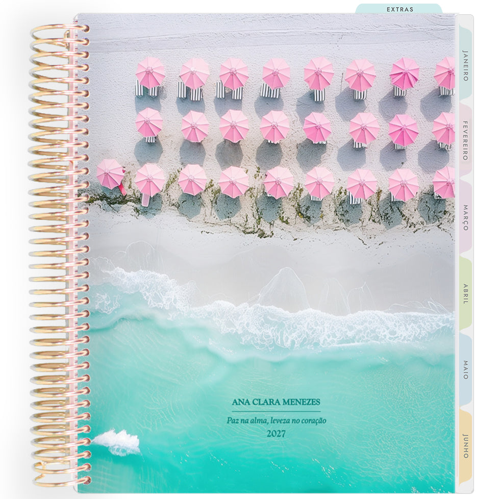 Planner Personalizado Ocean Serenity - Blush Beach - Dourado