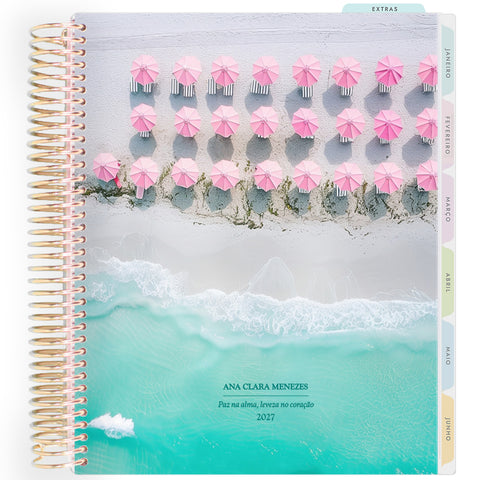 Planner Personalizado Ocean Serenity - Blush Beach - Dourado