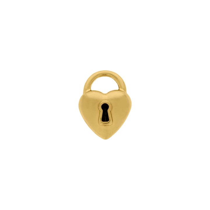 Pingente Cadeado Coração Dourado Delicado 16mm