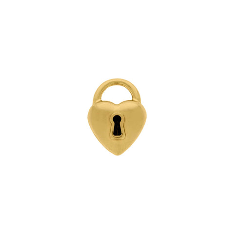 Pingente Cadeado Coração Dourado Delicado 16mm