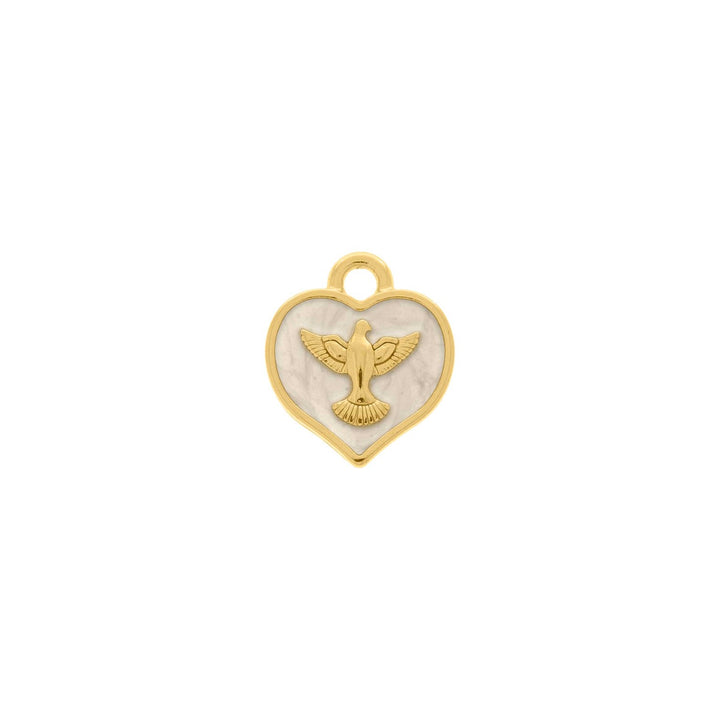 Pingente Coração com Pomba da Paz 30mm