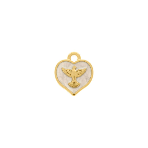 Pingente Coração com Pomba da Paz 30mm
