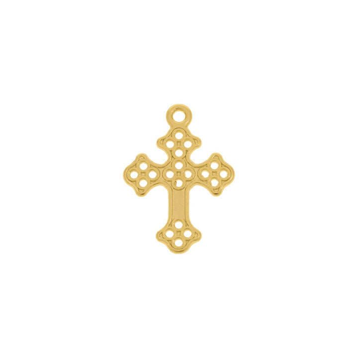 Pingente Cruz Dourada Ornamental 25mm
