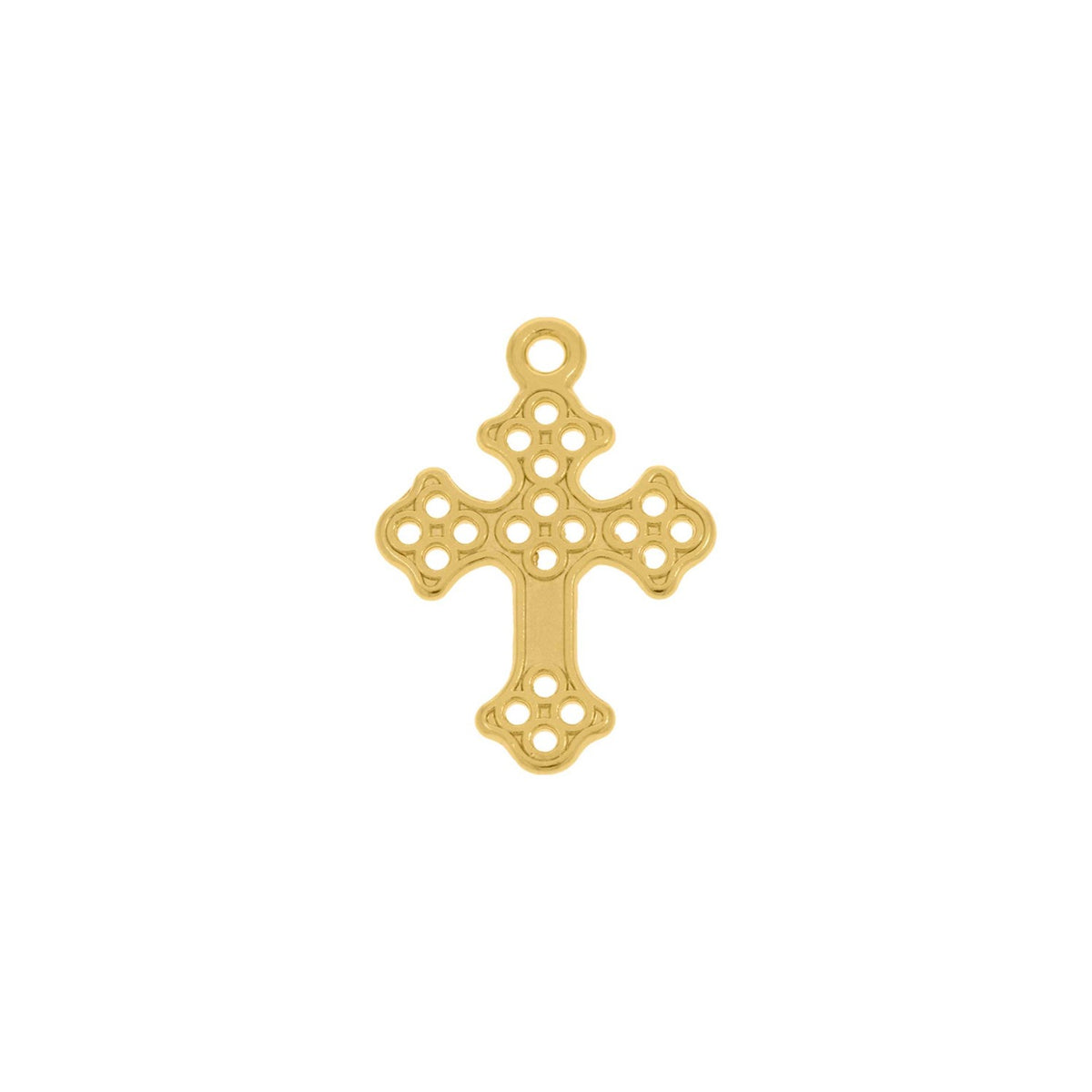 Pingente Cruz Dourada Ornamental 25mm