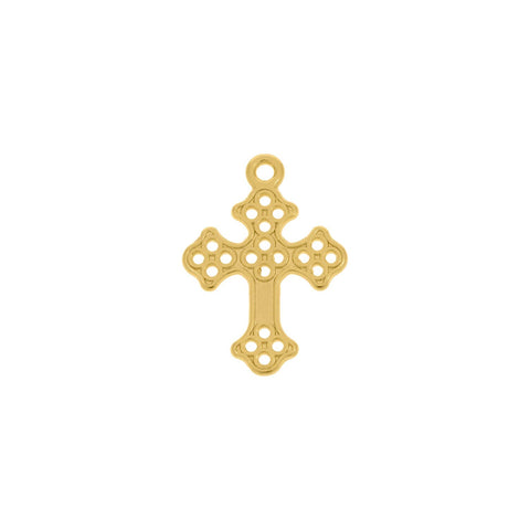 Pingente Cruz Dourada Ornamental 25mm