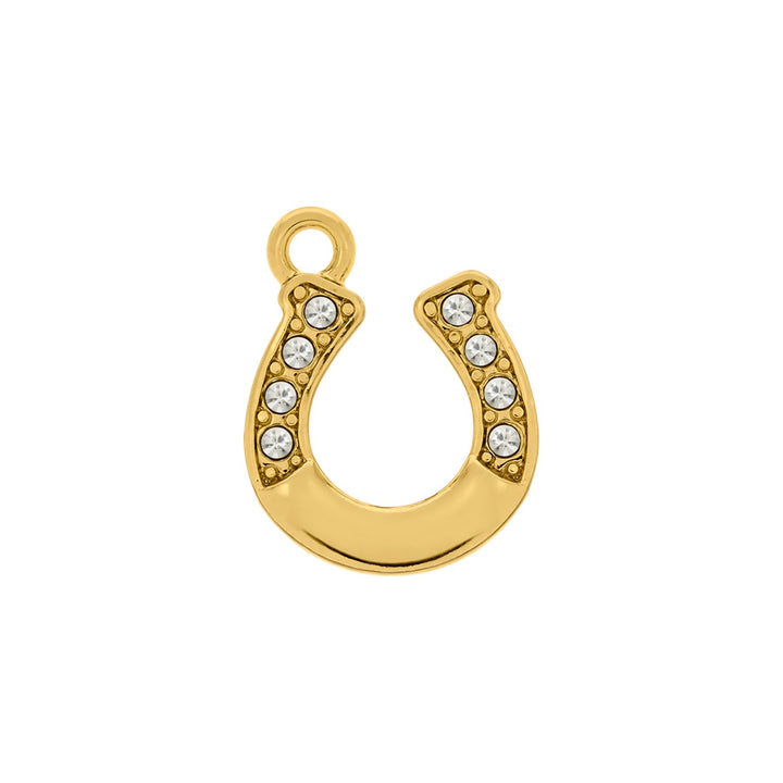 Pingente Ferradura Dourada com Strass 20mm