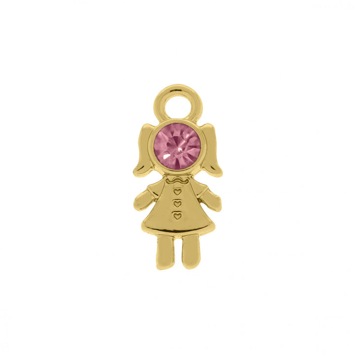 Pingente Menina com Strass Rosa 18mm