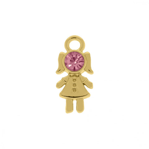 Pingente Menina com Strass Rosa 18mm