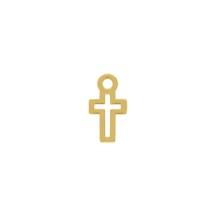 Pingente Mini Cruz Vazada Dourado 13mm