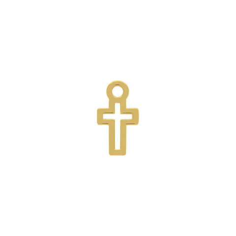 Pingente Mini Cruz Vazada Dourado 13mm