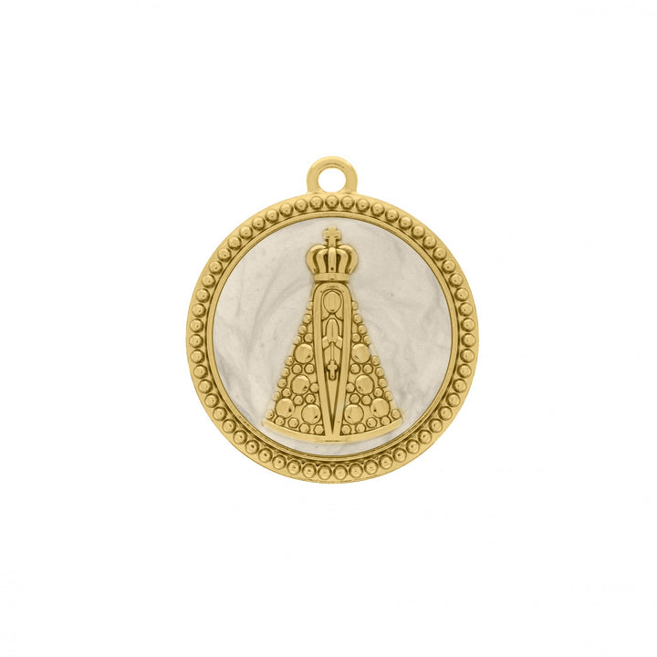 Pingente Nossa Senhora Aparecida Resina Pérolada 34mm