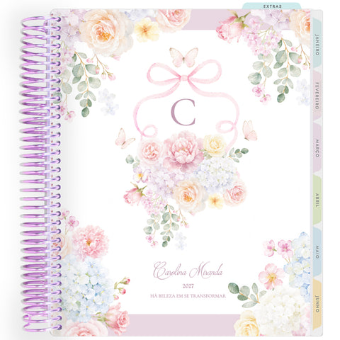 Planner Personalizado Rose Garden - Monogram - Lilás
