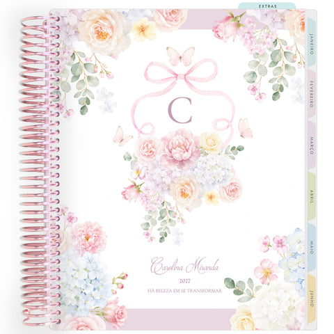 Planner Personalizado Rose Garden - Monogram - Rose Gold