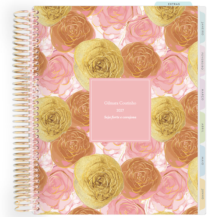 Planner Personalizado Rose Golden - Jardin - Dourado