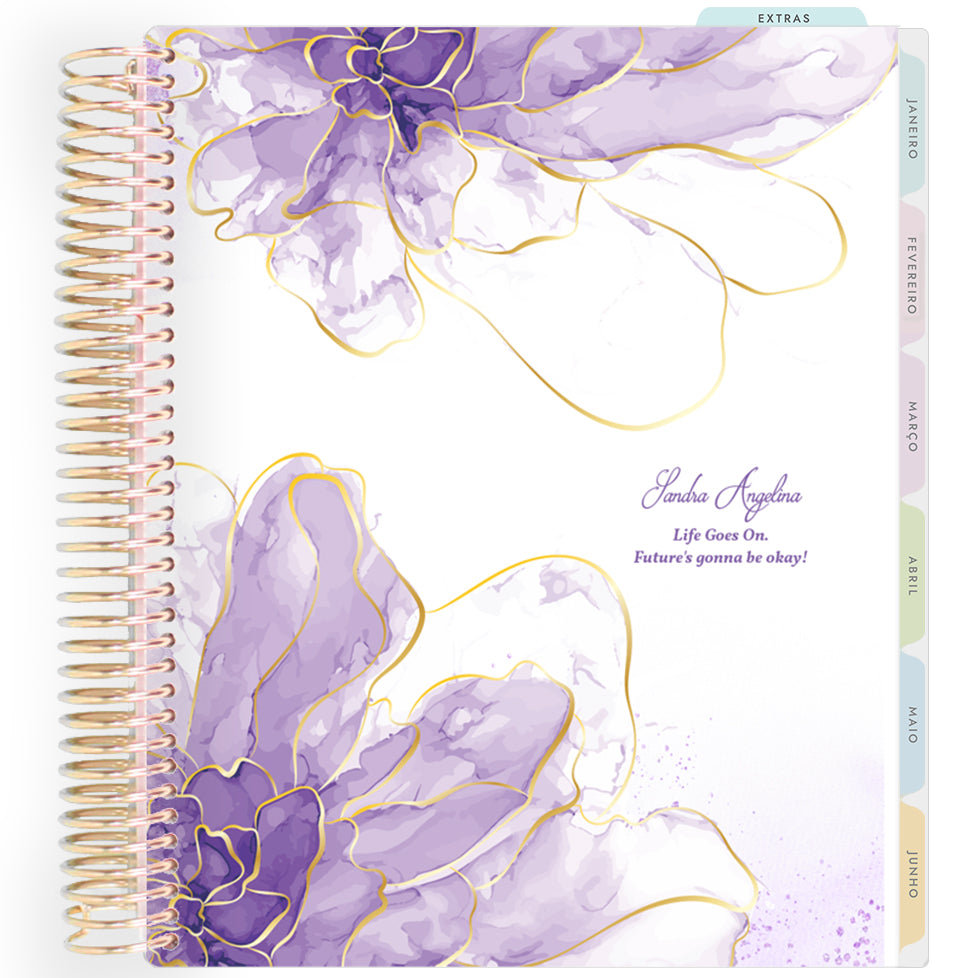 Planner Personalizado Rose Golden - Minimalist Lilac - Dourado
