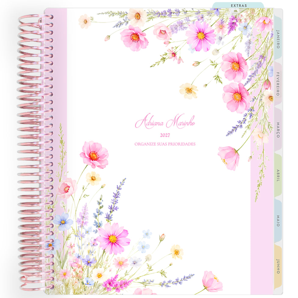 Planner Personalizado Wildflowers - Bouquet 2 - Rose Gold