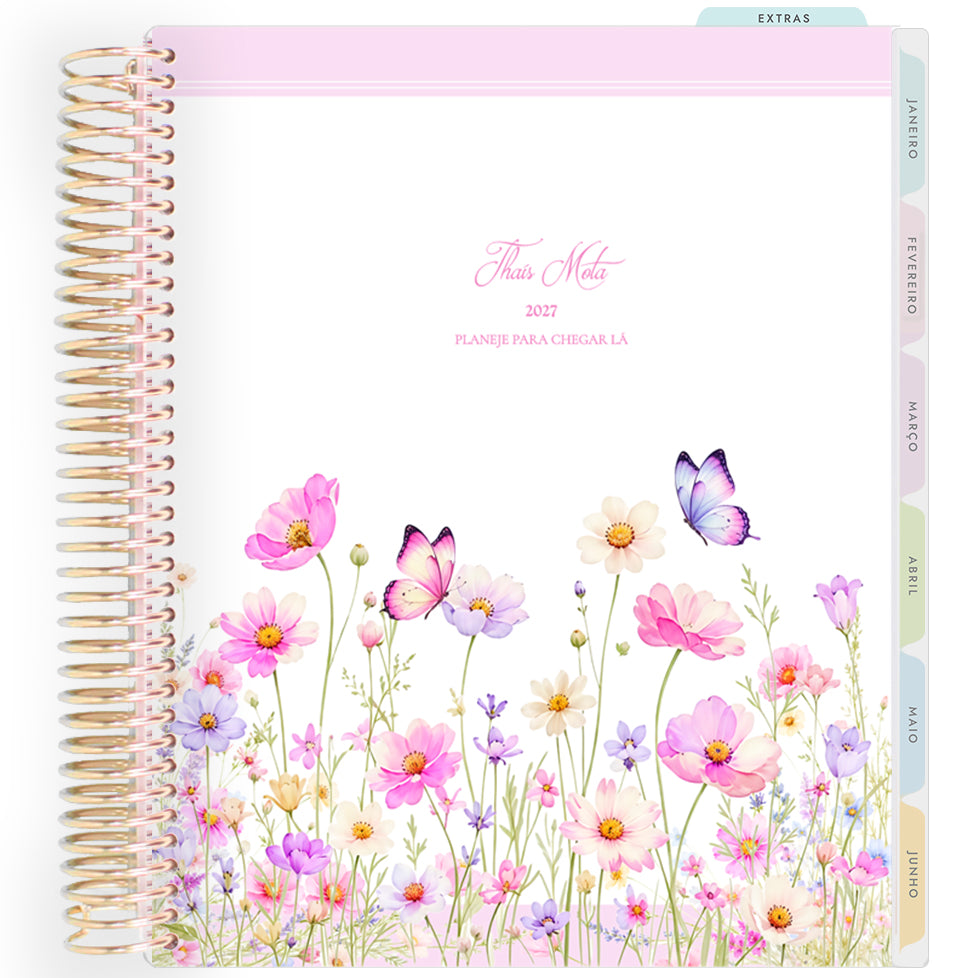 Planner Personalizado Wildflowers - Butterfies - Dourado