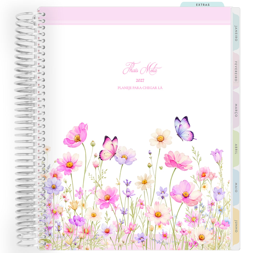 Planner Personalizado Wildflowers - Butterfies - Prateado