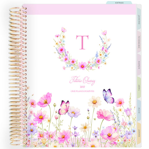 Planner Personalizado Wildflowers - Monogram - Dourado
