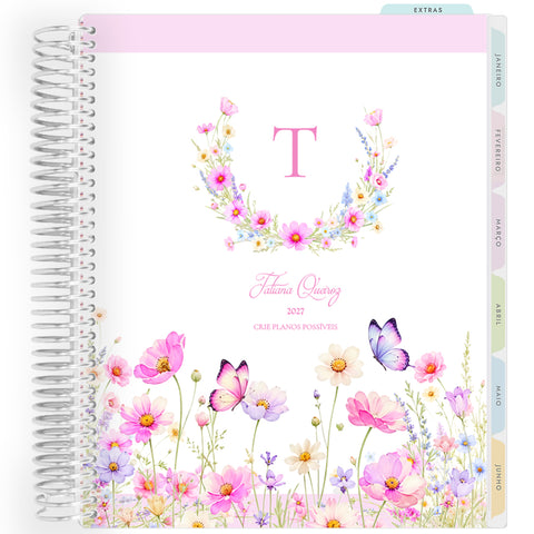 Planner Personalizado Wildflowers - Monogram - Prateado