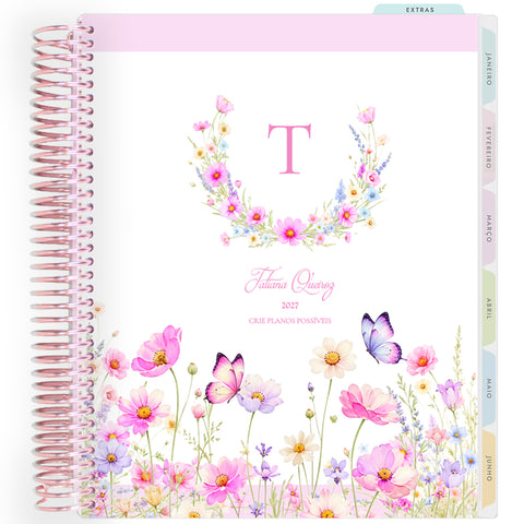 Planner Personalizado Wildflowers - Monogram - Rose Gold