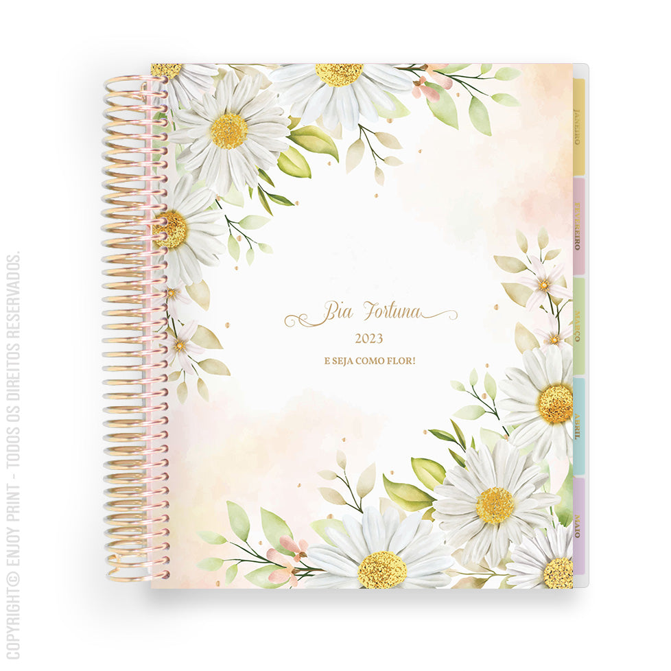 Enjoy Planner 2024 - Daisy (planner com acessórios inclusos - vai com + de 700 adesivos, régua, 2 blocos de notas e elástico).