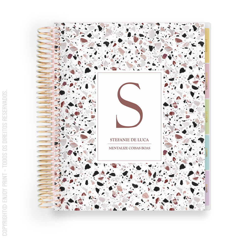 Enjoy Planner 2024 - Granilite: Monogram Classic (planner com acessórios inclusos - vai com + de 700 adesivos, régua, 2 blocos de notas e elástico).
