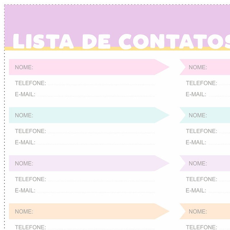 Freebie Enjoy Planner - Lista de Contatos