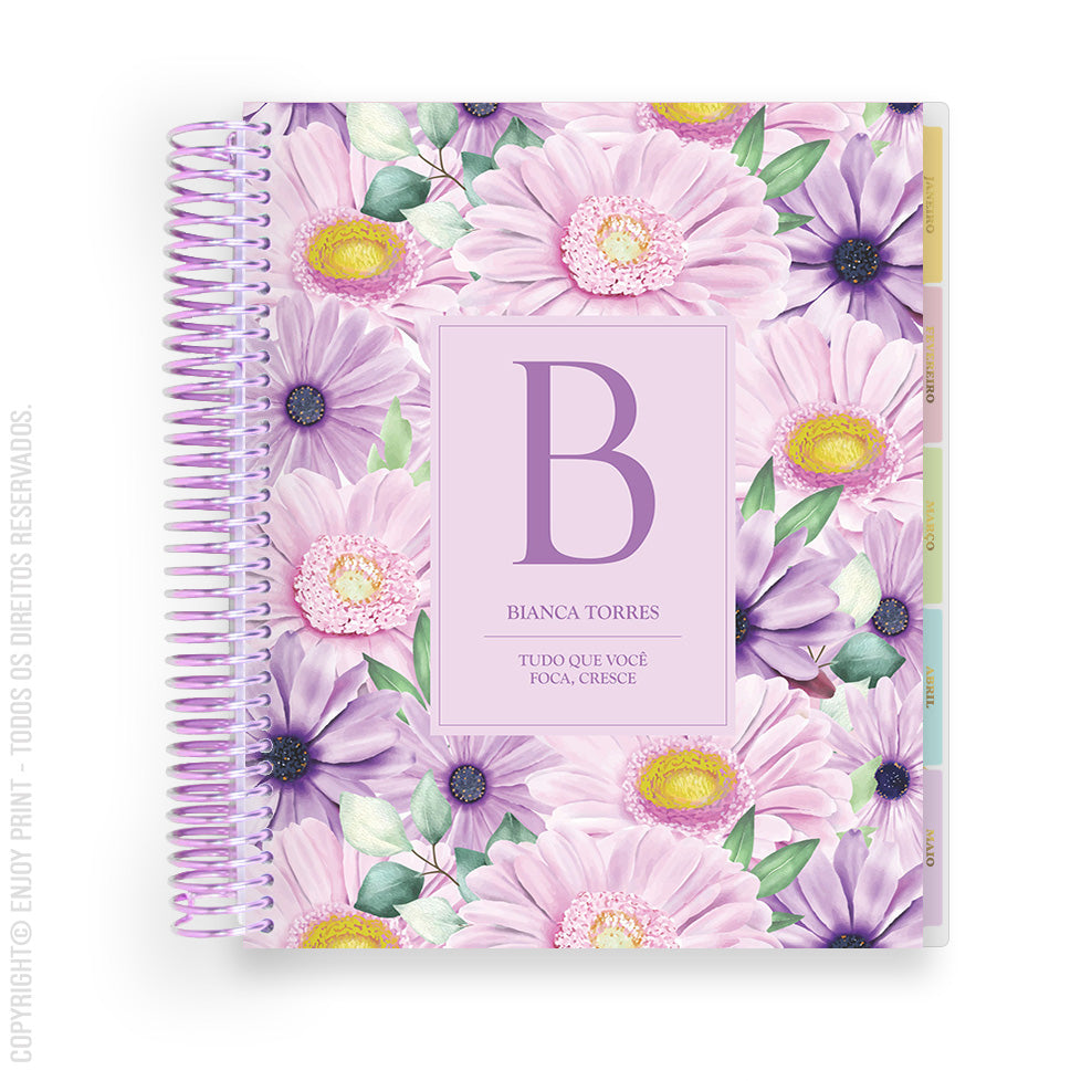 Enjoy Planner 2024 - Lilac: Wildflowers Classic Monogram (planner com acessórios grátis - vai com + de 700 adesivos, régua, 2 blocos de notas e elástico).