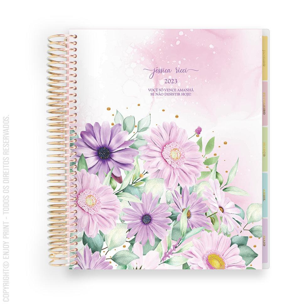 Enjoy Planner 2024 - Lilac: Wildflowers Classic (planner com acessórios grátis - vai com + de 700 adesivos, régua, 2 blocos de notas e elástico).