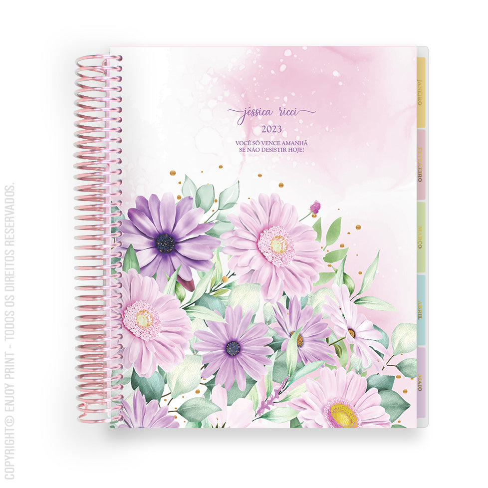 Enjoy Planner 2024 - Lilac: Wildflowers Classic (planner com acessórios grátis - vai com + de 700 adesivos, régua, 2 blocos de notas e elástico).