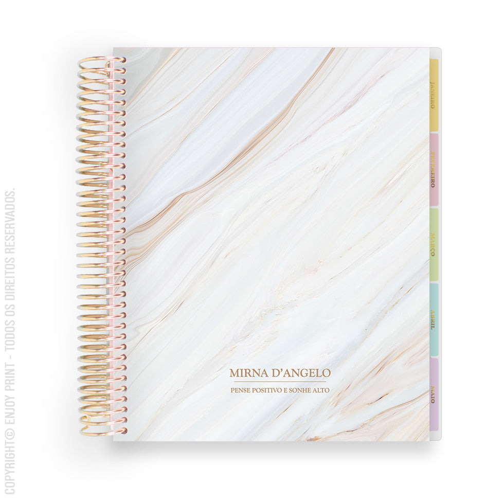 Enjoy Planner 2024 - Marble: Classic Nude (planner com acessórios grátis - vai com + de 700 adesivos, régua, 2 blocos de notas e elástico).