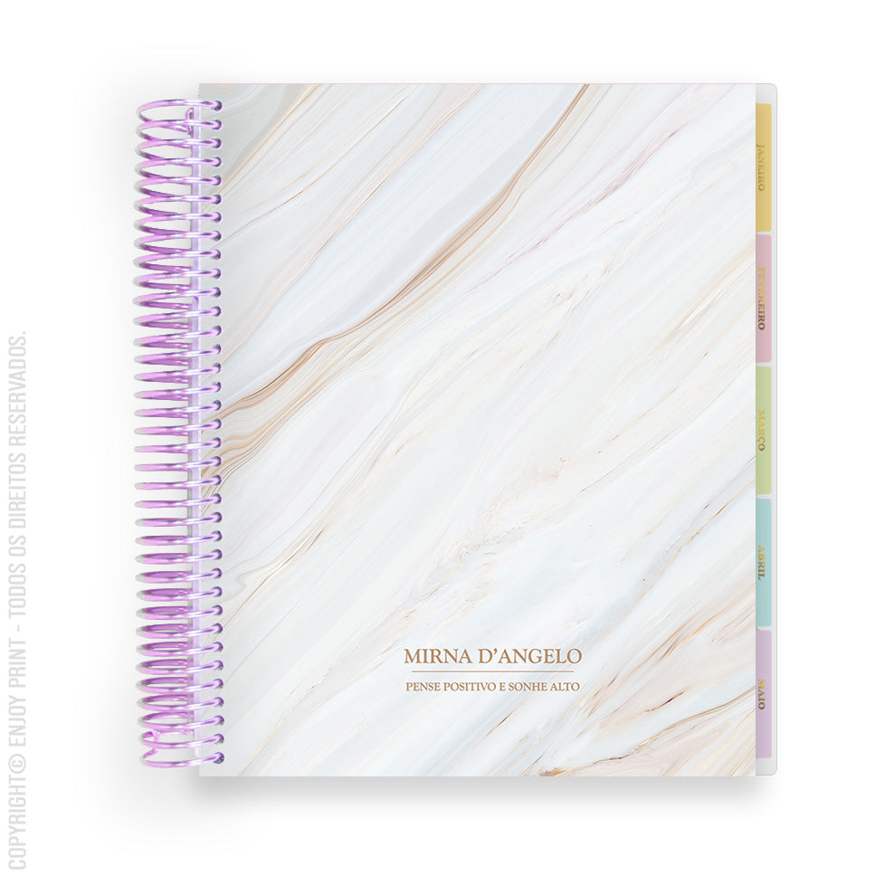 Enjoy Planner 2024 - Marble: Classic Nude (planner com acessórios grátis - vai com + de 700 adesivos, régua, 2 blocos de notas e elástico).