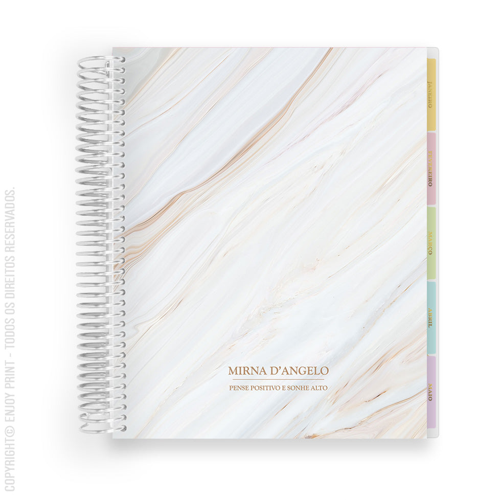 Enjoy Planner 2024 - Marble: Classic Nude (planner com acessórios grátis - vai com + de 700 adesivos, régua, 2 blocos de notas e elástico).